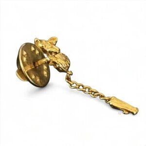 Vintage Gold-Tone Mouse Lapel Pin with Dangling Tail
